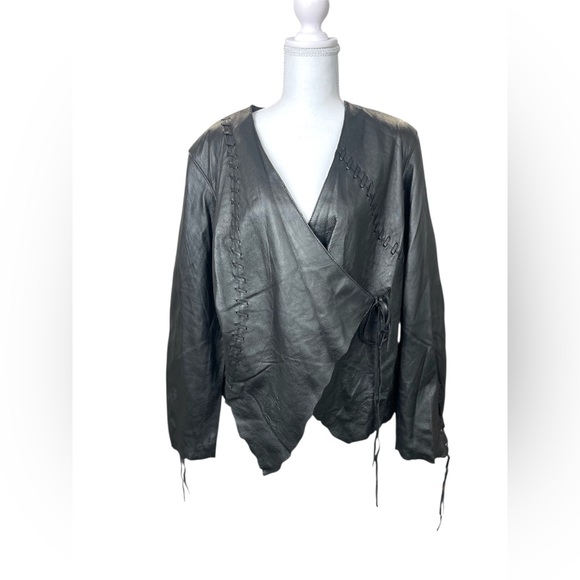 NWT Women’s Rare Vintage Y2K Harley Davidson Asymmetric Black Leather Jacket XL - Picture 2 of 15